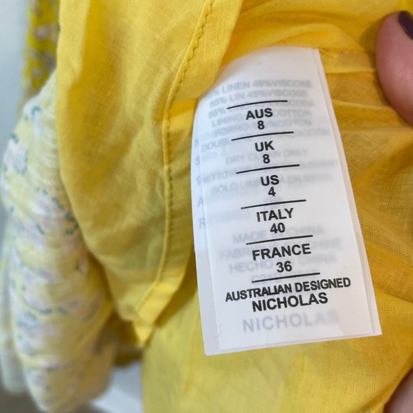 Nicholas The Celie Maxi Dress Hastings Yellow Floral Print Linen Blend Size 4 - Picture 9 of 13